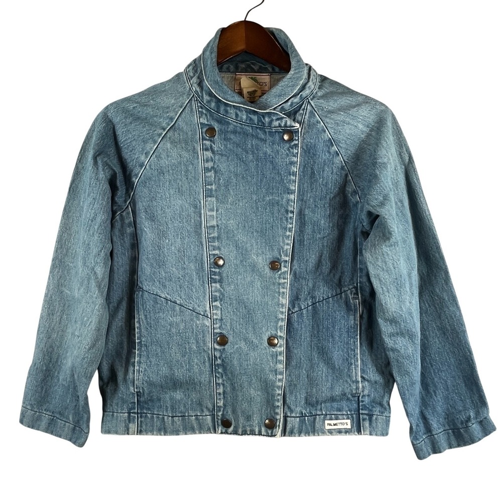 Vintage Palmetto's Womens M Stone Washed Denim Jean Jacket Blue Grunge Y2K Retro